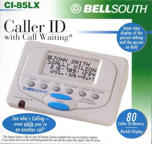Идентификация на обаждащия се BellSouth с дисплей чакащо повикване CI-85LX на английски или испански език
