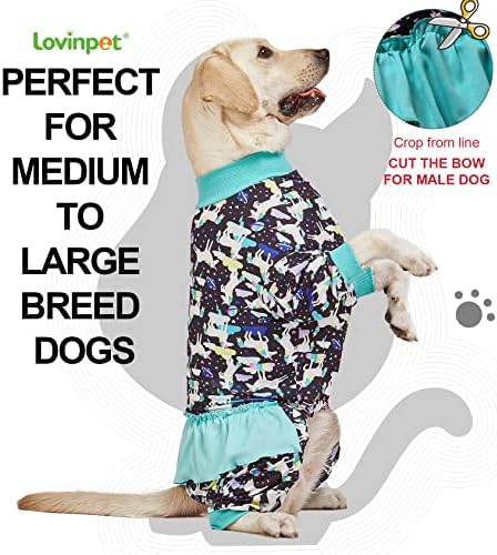 Пижами LovinPet за по-големи кучета-гиганти, Риза за възстановяване след операция за големи Кучета, Черен Принт Еднорози в космоса / Лек Пуловер за по-големи Кучета, Пиж?