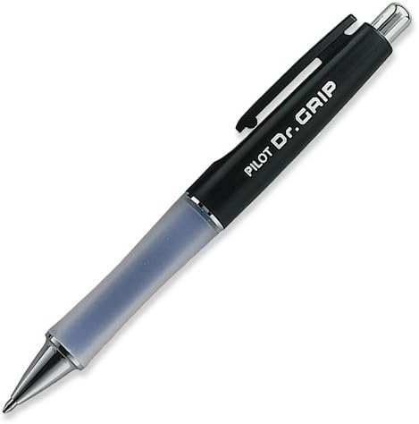 Химикалка писалка PILOT Dr. Grip за Еднократна употреба с Плъзгаща се дръжка, Средна на Върха, Черен Корпус, Черни