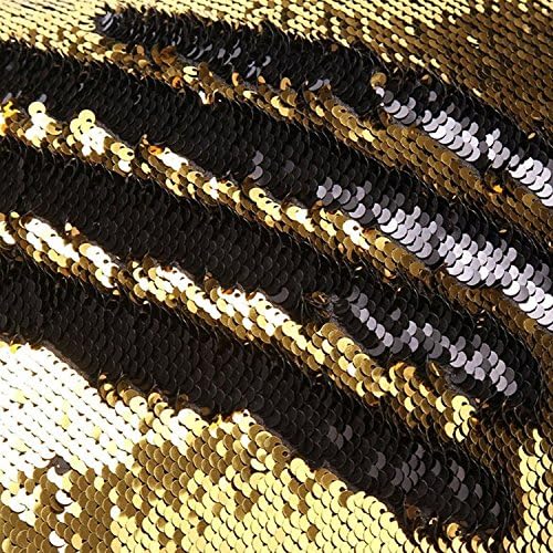 TRLYC 1 Ярд Черно-Златен два цвята Двупосочна Платове с пайети за Булчински рокли, Обръща Покривка С Пайети