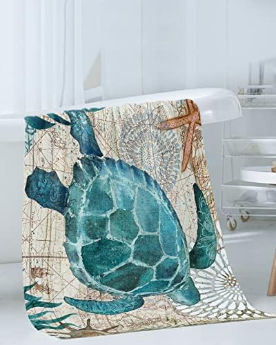 Комплект хавлиени кърпи с морски Костенурки от 3 теми, Луксозен Интериор за баня във формата на морска Костенурка, Меки Кърпи,