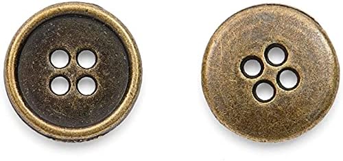 Антични копчета за шиене с 4 дупки, Бронз (0,5 инча, 80 опаковки)