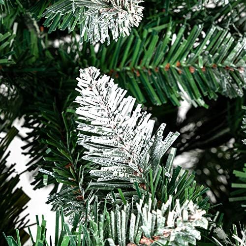Коледно Дърво от ела с 920 Топчета, 6-подножието заснежените върхове на Коледна Елха в Автомобилния Изпълнение с Борови Шишками и Метална Стойка за Празнична Украса