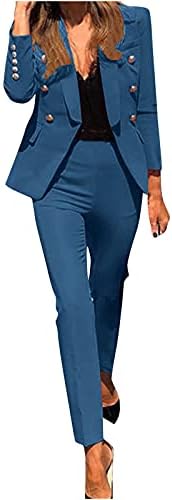 Жена Оборудвана Бизнес Блейзър от 2 теми, костюм с дълъг ръкав и Ревера на Шията, Професионални Работни Блейзери, Панталони, Есенни Тоалети