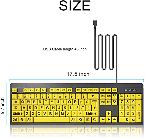 Голям шрифт Печатна USB клавиатура с увеличение на букви за възрастни хора с лошо зрение