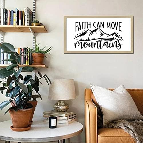 Стихове от Писанията Дървена Табела В Рамка Мотивационни Цитат на Християнското Твърдение Вяра Може да Преместите планини
