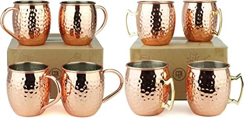 Комплект ПГ №7 - Moscow Mule Mugs, Комплект от 4 Ковани чаши и Комплект от 4 чаши с гладко покритие