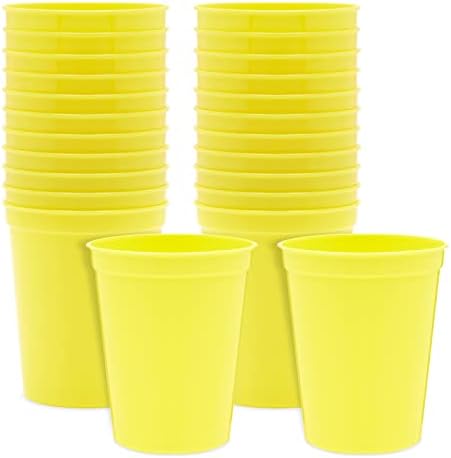 СИНЯТА панда, 16 унции, жълти пластмасови чаши за стадион за рожден ден, детски душ (24 опаковка)