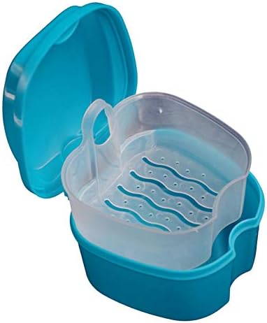 Кутия за тави за зъбни протези, Кутия За Съхранение на Вставных на зъбите с Извънбордов Мрежесто контейнер (синьо небе,
