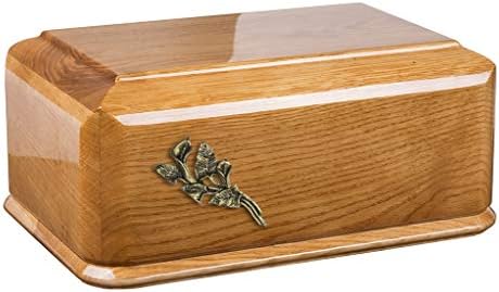Gregspol Оод Урна за кремация от цели дъб за възрастни Уникална Мемориал урна за праха на човека (Естествено