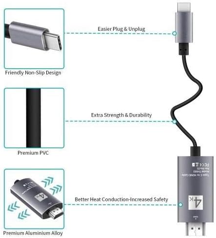 Кабел BoxWave е Съвместим с Powkiddy RGB20S (кабел от BoxWave) - Кабел SmartDisplay - USB Type-C-HDMI (6 фута),