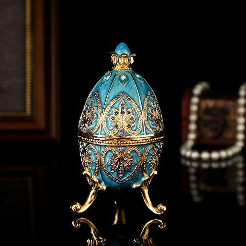 QIFU Яйце на Фаберже Стил Ковчег За Бижута, Ръчно Рисувани Эмалированная Декоративна Навесная Уникален Подарък За Дома