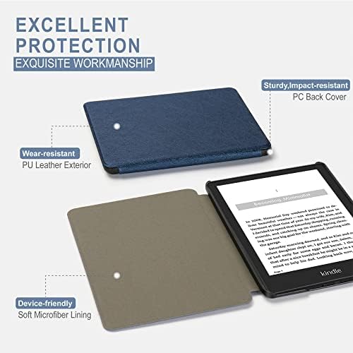 Калъф подходящ за 6 Kindle Paperwhite (10-то поколение, 2018 година на издаване), лек калъф от изкуствена кожа за електронни