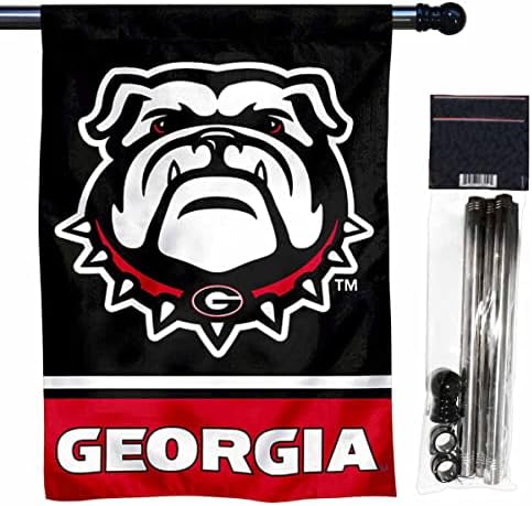 UGA Bulldogs Ново Куче Двустранен Домашен Банер Флаг с Набор от Флагштоков