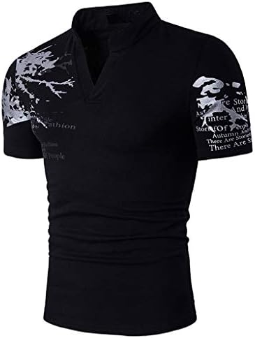 Мъжки t-shirt Slim Fit Polo Ризи за Мъже с V-образно деколте и Къс Ръкав За Фитнес Зала, Ежедневни Летни Улични Потници, Мъжки Тениски