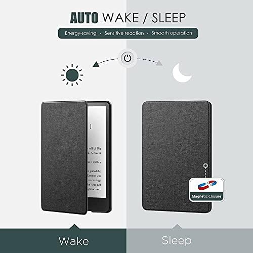 Калъф за Kindle case 2022 с автоматична функция за събуждане/сън, 6-инчов Текстилен Магнитен калъф Smart Cover за Kindle 11-то поколение (издание 2022), черен