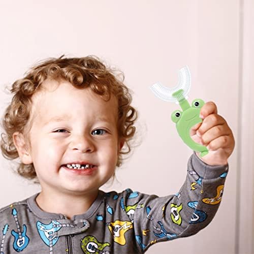 DOITOOL 2 бр. Детска U-Образна Четка Ръчна Четка за Зъби Мека Силиконова Четка 360 ° За Почистване на Устата Мультяшные Четка Hands Free За Защита на Венците