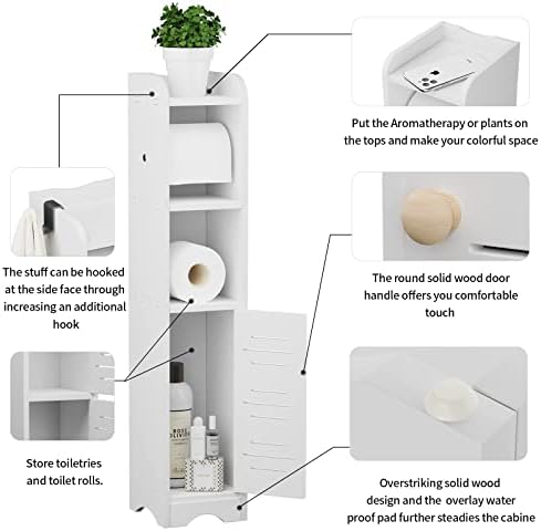 Малък Шкаф за съхранение в Банята GAKOV с 1 Като и 3 Рафтове, Органайзер за баня за Малко пространство и Ъгъл, 4-Степенна Поставка за съхранение на Тоалетна хартия за тоа
