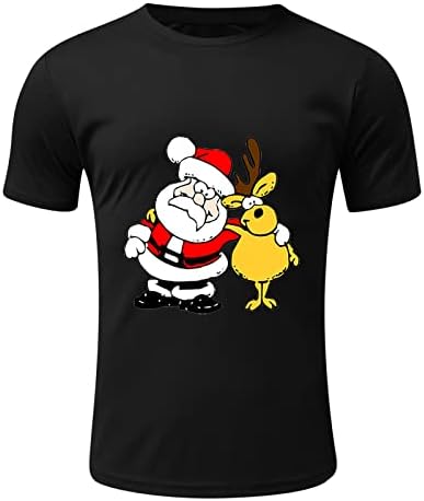 GDJGTA Мъжка Мода за Свободното време Спорт Коледа в памучна Тениска с къс ръкав с Принтом Голяма Риза