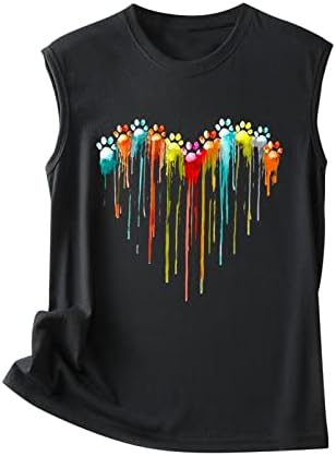 дизайнерски върховете на бретелях за жени, креативна многоцветен риза без ръкави, с кръгло деколте и принтом Сърцето на нокът, летен обикновен жилетка, блуза