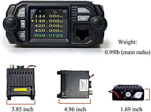 Мобилен Радио двойна лента 25 W Любителски Радио за кола, 144-148/420-450 Mhz, FONGHOO HAM-UV25 с кабел