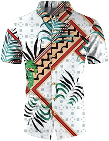 XXBR Мъжки Хавайски Ризи, Летни С Къс Ръкав, Тропически Цветя Принтом, Копчета, Свободно Cut, Плажни и Ежедневни Риза Алоха