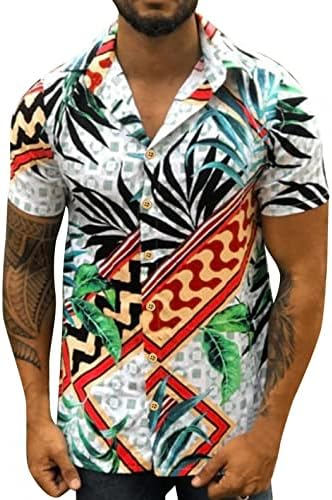 XXBR Мъжки Хавайски Ризи, Летни С Къс Ръкав, Тропически Цветя Принтом, Копчета, Свободно Cut, Плажни и Ежедневни Риза Алоха