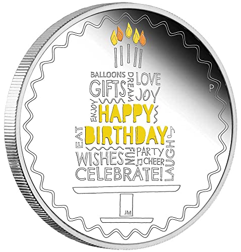2022 DE Modern Айде PowerCoin честит Рожден Ден на 1 Унция Сребърна монета 1 $ Австралия 2022 Proof