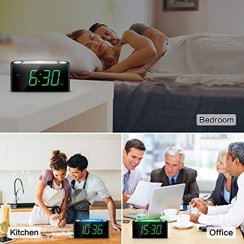 Будилник за спални, 7,5-Инчов Led Цифров Часовник с голям Дисплей и 7-Цветен Ночником, USB-Зарядно устройство