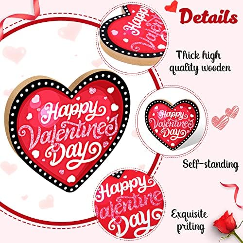 Декорация със Знаците на Любовта на Свети Валентин, в Централната Част на Дървена Маса, Червено, Розово, С Деня на