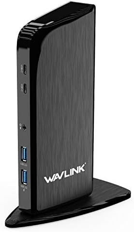 Докинг станция WAVLINK USB C с тройно монитор със зареждането на PD мощност 65 W за специфични системи на Windows и Mac USB C и Thunderbolt 3 (2 HDMI, DVI, 6 порта USB 3.0, gigabit Ethernet, аудио жак, USB PD мо?