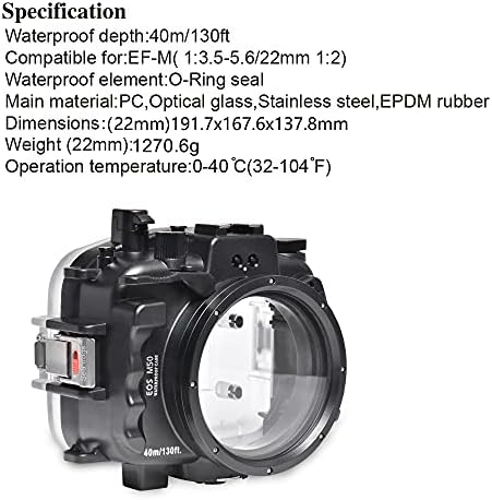 Водоустойчив корпус на камерата Sea жаби и стотици Съвместим с Canon EOS M50 22 мм IPX8 Максимална Дълбочина на потапяне