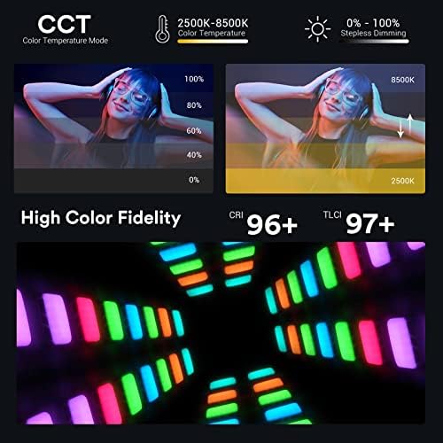 Видео Godox C5R RGB пълноцветен RGB-панел с мощност от 5 W До 2500-8500к, 36000 цветове CRI96 TLCT97 RGB, функция осветление на музикални ритми и 39 ефекти FX, управление на приложението, без?