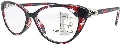 ZUKKY Прогресивно Многофокусные Очила за четене за Жени, Блокиране на Синя Светлина, Реколта Очила Котешко око, Червена Голяма