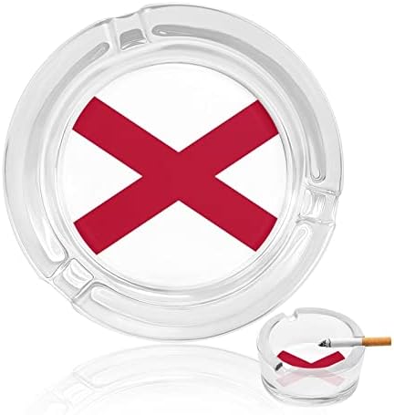 Стъклен Пепелник с Флага на щата Алабама за Цигари и Пури Класически Кръгли Пепелници от Прозрачен Кристал