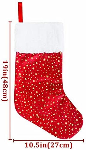 Коледни Чорапи 4 опаковки 18 инча Златна Звезда, с бели плюшени тапицерия Класически Персонализирани Големи