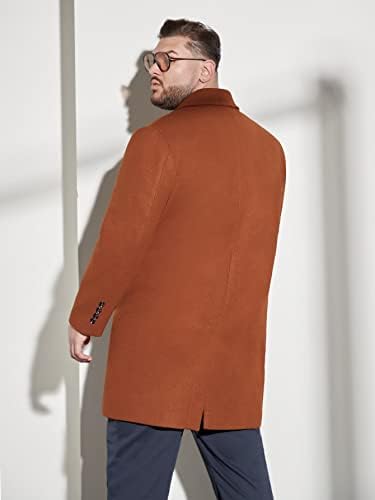 Якета Xinbalove за мъже, Мъжко Двубортное палто с ревера на шията (Цвят: ръждиво-кафяво, Размер: 3X-Large)