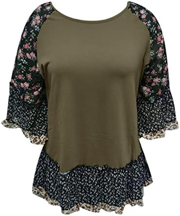 Дамска Риза с дълъг ръкав, Дамски Модни Тениска с Леопардовым Принтом и Цветисти Принтом, Тениска със Средния
