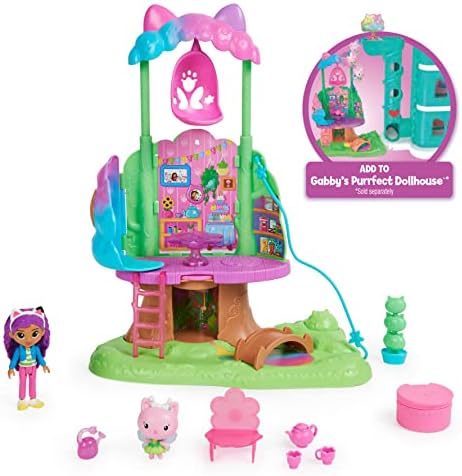 Куклена къща Габби, Игри набор от Градината на къща на дърво-трансформатор с подсветка, 2 Фигурки, 5 Аксесоари, 1 пакет, 3 Предмет на Мебели, Детски играчки за деца от 3 ?