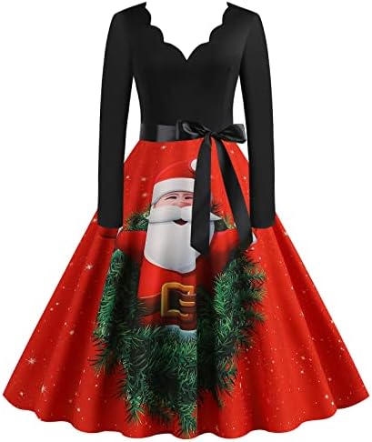 Коледна рокля за жените 1950-те Години, Винтажное един Коктейл Рокля за Бала И V-образно деколте и Анимационни