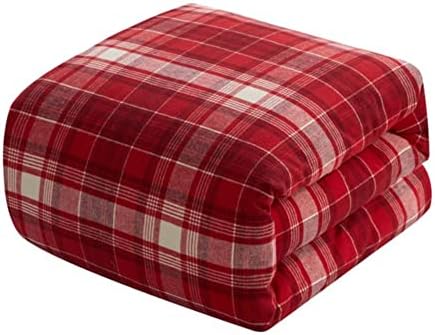 Комплект стеганого одеяла Dearfoams Super Soft от Памук в Червената Клетка, Пълна / Queen