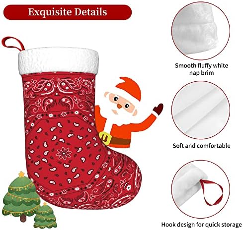 QG ZZX Коледни Чорапи с Бяла Супер Меки Плюшени Белезници, Червена Забрадка, Коледни Чорапи, Коледни Украси, Отглеждане