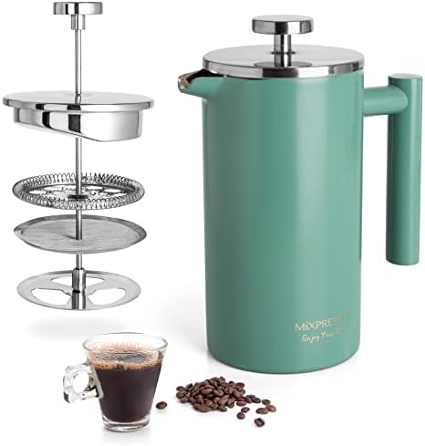 Кафемашина за приготвяне на кафе във френч-преса Mixpresso от неръждаема стомана 27 Грама 800 л, преса за