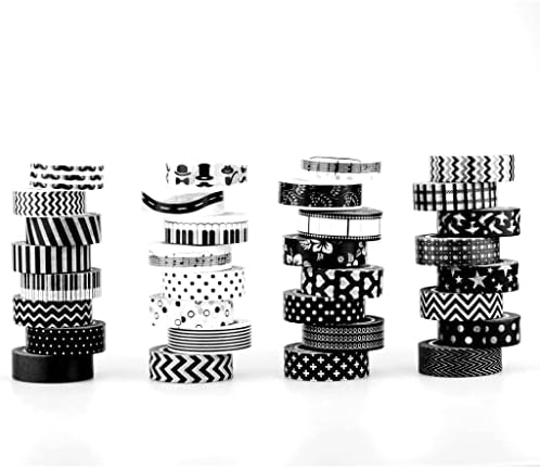 n/a 15 мм * 10 м Декоративна Черно-бял японски лента Васи Набор от тиксо САМ Хартия за Scrapbooking (Цвят: A)