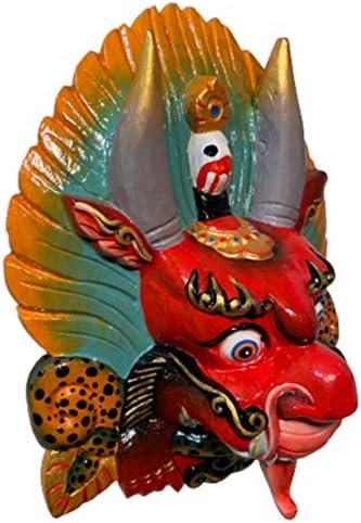 ВЫРЕЗАННОЕ ръчно От дърво Защитно Божество ЧЕППУ Тибетски Непал Будистки 12 в ЧЕППУ Поедающий Змии НАГА - Стенни Дървена МАСКА Произведение на изкуството на Светов?