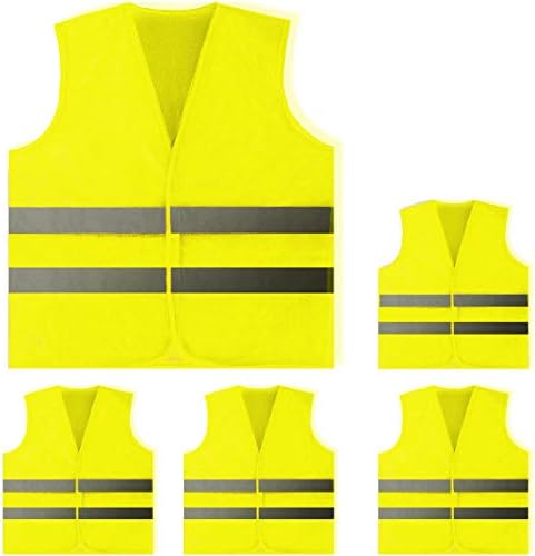 Защитни жилетки PeerBasics, 5 Опаковки - Жълти Светлоотразителни с Висока видимост, Мъжки И Женски