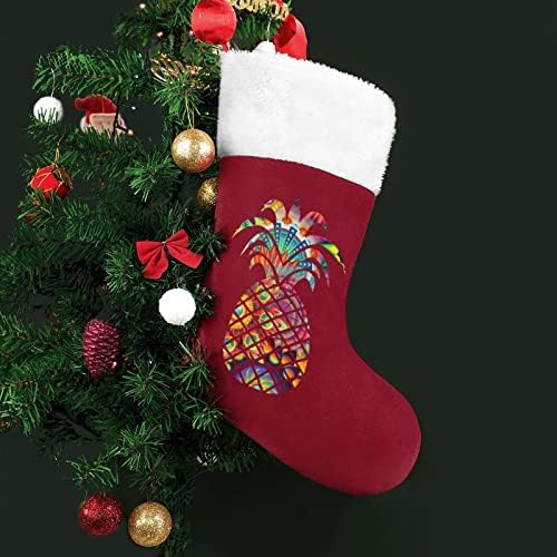 Кошмарен Ананас Коледен Окачен Отглеждане Чорапи за Коледно Камина Празничен Начало Декор