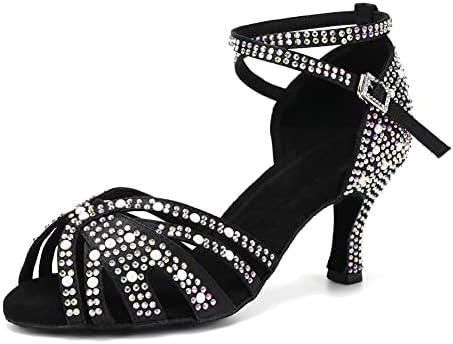 HIPPOSEUS/ Дамски Обувки За латино Танци С кристали, Танцови Обувки с Отворени пръсти за Салса, Бачаты, Танго, За балните