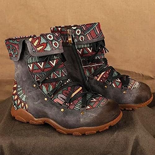 Дамски Ботильоны, Зимни Армейските обувки в стил Милитари дантела до средата на Прасците, Зимни и Есенни обувки,