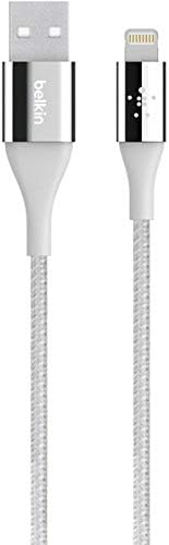 Кабел Belkin MIXIT DuraTek Светкавица -USB-кабел за зареждане на iPhone, сертифициран Пфи, за iPhone 11, 11 Pro, 11 Pro Max, XS, XS Max, XR, X, 8/8 Plus и повече (4 фута / 1,2 м), сребрист (F8J207bt04-SLV)